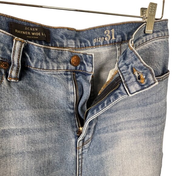 J. Crew Rayner Wide Leg Light Wash Whiskered Jeans Size 31 - Picture 6 of 10